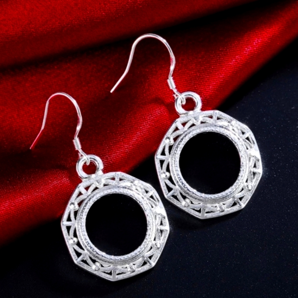 Silver plate detailed earrings